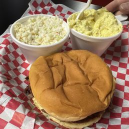 Brisket Sandwich, Slaw and Potato Salad