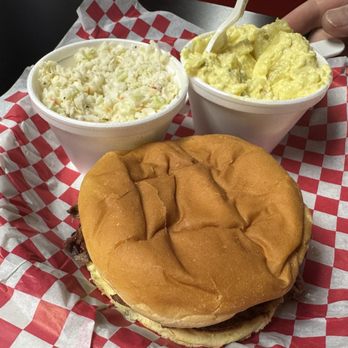 Carolina Barbecue - Brisket Sandwich, Slaw and Potato Salad - Barbeque Near Me - Spartanburg, South Carolina