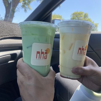 Nha Cafe - Left- pandan dream Right- corn cloud - Vietnamese Near Me