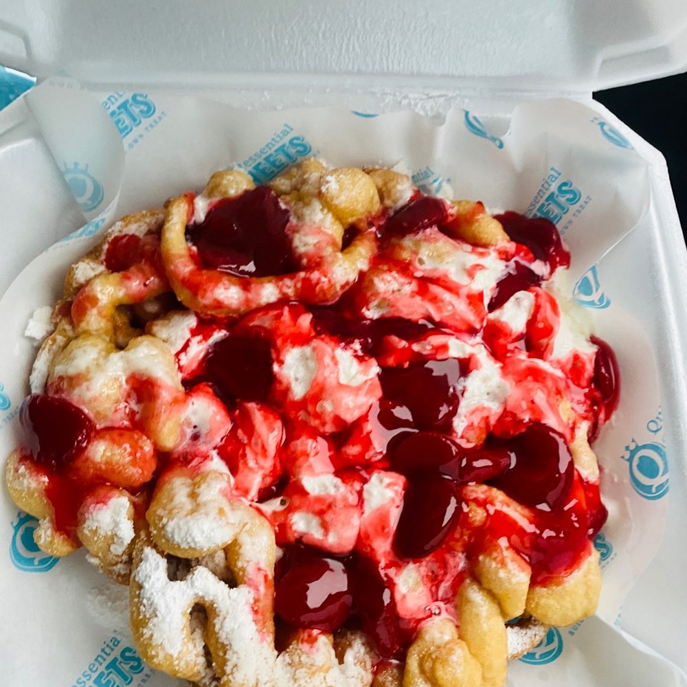Quintessential Sweets - Strawberry Shortcake Funnel Cake - Desserts Near Me - Bartlett, Tennessee Quintessential Sweets - Strawberry Shortcake Funnel Cake - Desserts Near Me - Bartlett, Tennessee