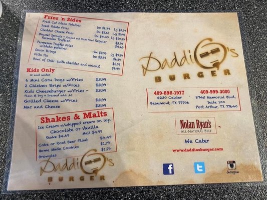 Menu photo 2 Daddio's Burger Beaumont, TX