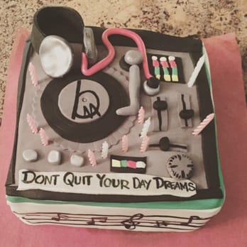 Triple J's Sweets - Musician cake with white almond cake work Bavarian creme and chocolate chip filling  :) - Desserts Near Me