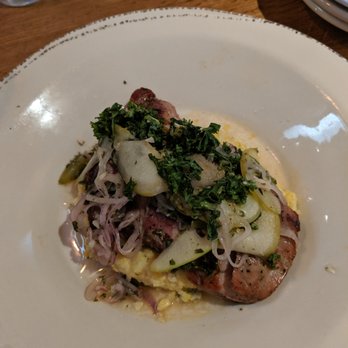 Whiskey Cake - Pork Brisket with grits... fabulous.  Literally, this meal has unbelievable flavors - you guys know what you're doing, well done - New American Near Me - Irving, Texas