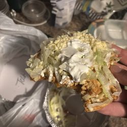 El Pueblo Mexica Restaurant - Seven dollar tostada just chicken, lettuce and cheese