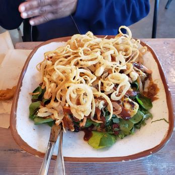 Turf Surf and Earth - Shrimp BBQ Chipotle over greens. - American Near Me - Somerville, New Jersey