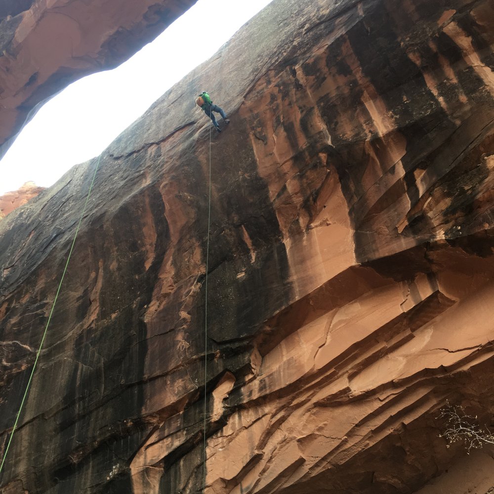 120' rappel at Morning Glory Land Bridge! 120' rappel at Morning Glory Land Bridge!