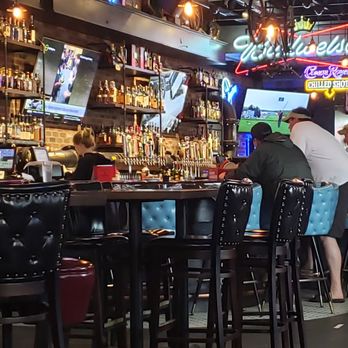 Whiskey River Ankeny - Cool blue bar stools - American Near Me - Ankeny, Iowa
