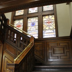 Albright Memorial Library - Staircase to second floor of the library.