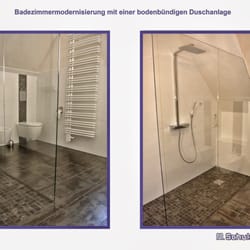 M. Schulze Sanitärtechnik - Badezimmermodernisierung in einem Einfamilienhaus zu einer bodenbündigen Dusche mit WC und Bidet