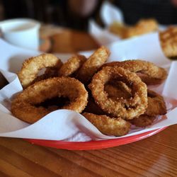 Breaded onion rings.