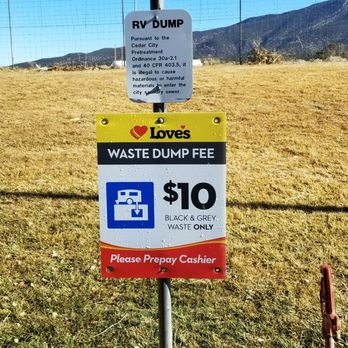 Love's Travel Stop - RV dump station as of January 2018. Pay the fee, get the key and empty the tanks. Located on a slight grade so could leave some in the tank. - Convenience Stores Near Me - Cedar City, Utah Love's Travel Stop - RV dump station as of January 2018. Pay the fee, get the key and empty the tanks. Located on a slight grade so could leave some in the tank. - Convenience Stores Near Me - Cedar City, Utah