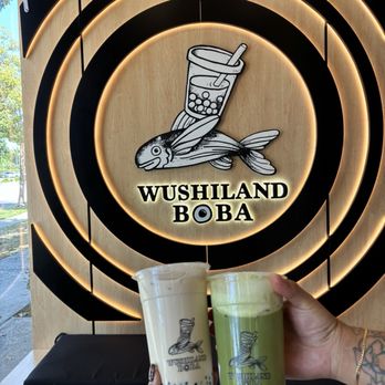 Wushiland Boba - Cute aesthetic wall for pics and our drinks - Bubble Tea Near Me - Cerritos, California