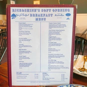 Rice & Shine - Soft Opening - breakfast menu - Breakfast & Brunch Near Me - San Francisco, California Rice & Shine - Soft Opening - breakfast menu - Breakfast & Brunch Near Me - San Francisco, California
