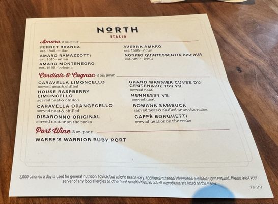 Menu photo 2 North Italia Dallas, TX