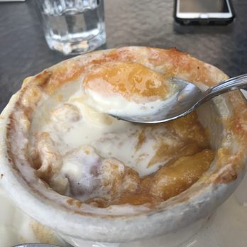 Chinook's - Peach Slush (served hot) - fresh WA peaches baked into a biscuit and smothered with vanilla ice cream. Delicious and highly recommended!!! - Seafood Near Me - Seattle, Washington