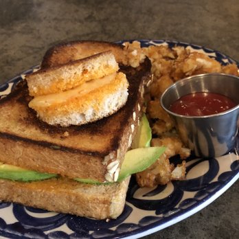 Piggy's Kitchen & Bar - Toad in hole with avocado Asked for side of mixed greens and the dressing is HEAVENLY - Breakfast & Brunch Near Me - Houston, Texas