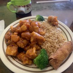 China Wok - Orange chicken.   Very tasty and big serving as usual