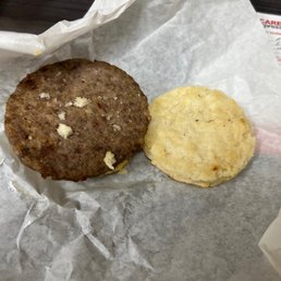 Undercooked sausage biscuit