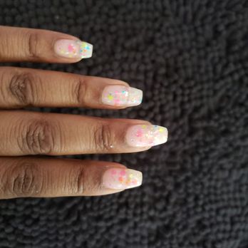 Christina Nails - Im not the best pic taker lol. I cannot get a good angle but the shape is perfect and my glitter shines bright like a diamond! - Nail Salons Near Me - Newark, California