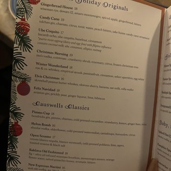 Causwells - Holiday drinks menu - New American Near Me - San Francisco, California Causwells - Holiday drinks menu - New American Near Me - San Francisco, California