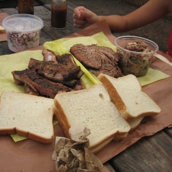 Franklin Barbecue - fatty and lean brisket, ribs, and pulled pork with bread and coleslaw - Barbeque Near Me - Austin, Texas Franklin Barbecue - fatty and lean brisket, ribs, and pulled pork with bread and coleslaw - Barbeque Near Me - Austin, Texas
