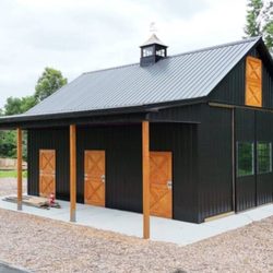 Amish Country Sheds & Moving - Pole barns not only store your boat or motor home, or car lift to work on classics-but add a lean to porch to relax after your hard work