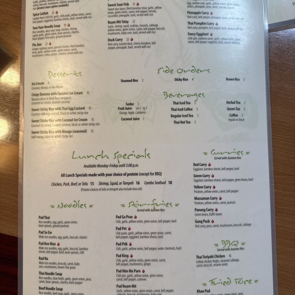 Ta Ra Rin Thai Cuisine - Back side of the menu - Thai Near Me - Springfield, Oregon Ta Ra Rin Thai Cuisine - Back side of the menu - Thai Near Me - Springfield, Oregon