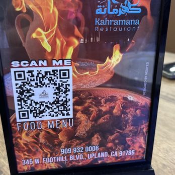 Kahramana Restaurant - Scan Me menu system - Middle Eastern Near Me - Upland, California