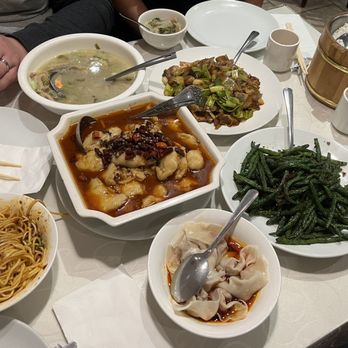 Sichuan Jin River - Dan Dan noodles, spicy Sichuan fish fillet, pork and sour cabbage soup, twice cooked pork, Sichuan string beans, and spicy dumplings - Chinese Near Me - Rockville, Maryland
