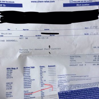 Chem-Wise Ecological Pest Management - Invoice for "work" that was never done. My doorbell cam recorded the driver sitting in his car the entire time. - Pest Control Near Me - Rolling Meadows, Illinois Chem-Wise Ecological Pest Management - Invoice for "work" that was never done. My doorbell cam recorded the driver sitting in his car the entire time. - Pest Control Near Me - Rolling Meadows, Illinois