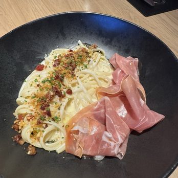 San Paolo Pizzeria - SPAGHETTI WITH PARMESAN FONDUTA & PROSCIUTTO DI PARMA. Highly recommend! - Pizza Near Me - Honolulu, Hawaii