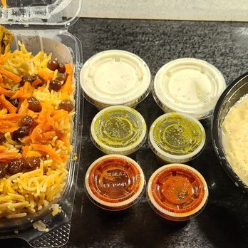 Aria Kabab - I requested 3 different sauces. Red was spicy. - Burgers Near Me - Clifton Park, New York Aria Kabab - I requested 3 different sauces. Red was spicy. - Burgers Near Me - Clifton Park, New York