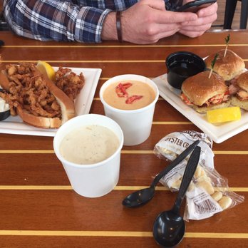 Shanks Waterfront Dining - Calm roll, NE chowder, Lobster bisque, lobster sliders. - New American Near Me - Clinton, Connecticut