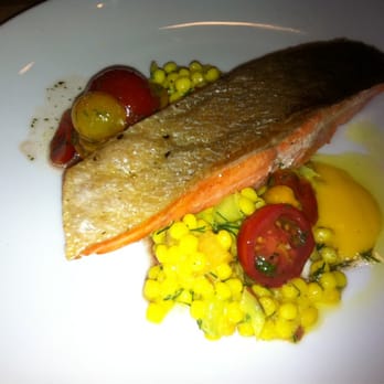 Tilia - Salmon with Israeli couscous and tomatoes - New American Near Me - Minneapolis, Minnesota Tilia - Salmon with Israeli couscous and tomatoes - New American Near Me - Minneapolis, Minnesota