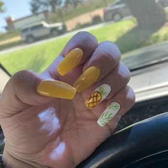 A+ Nails - Yellow, pineapple & palm nail art!! Love it!! - Nail Salons Near Me - West Covina, California A+ Nails - Yellow, pineapple & palm nail art!! Love it!! - Nail Salons Near Me - West Covina, California