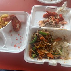 This is awesome food! Lo main, and wings are badass!