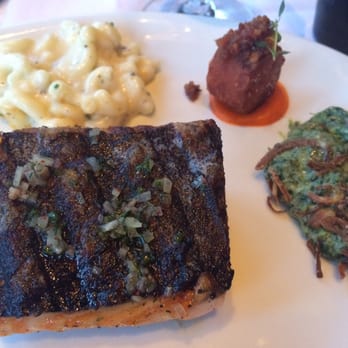 Bourbon Steak - Salmon with spinach/Mac cheese - Steakhouses Near Me - Glendale, California