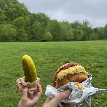 Kitsch Cafe - Egg, cheese, veggie sausage on brioche with a pickle on the side - Cafes Near Me - Baltimore, Maryland Kitsch Cafe - Egg, cheese, veggie sausage on brioche with a pickle on the side - Cafes Near Me - Baltimore, Maryland