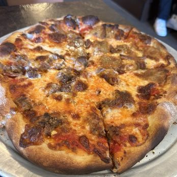 Ernie's Pizzeria - Half Meatball Half Eggplant - Pizza Near Me - New Haven, Connecticut Ernie's Pizzeria - Half Meatball Half Eggplant - Pizza Near Me - New Haven, Connecticut