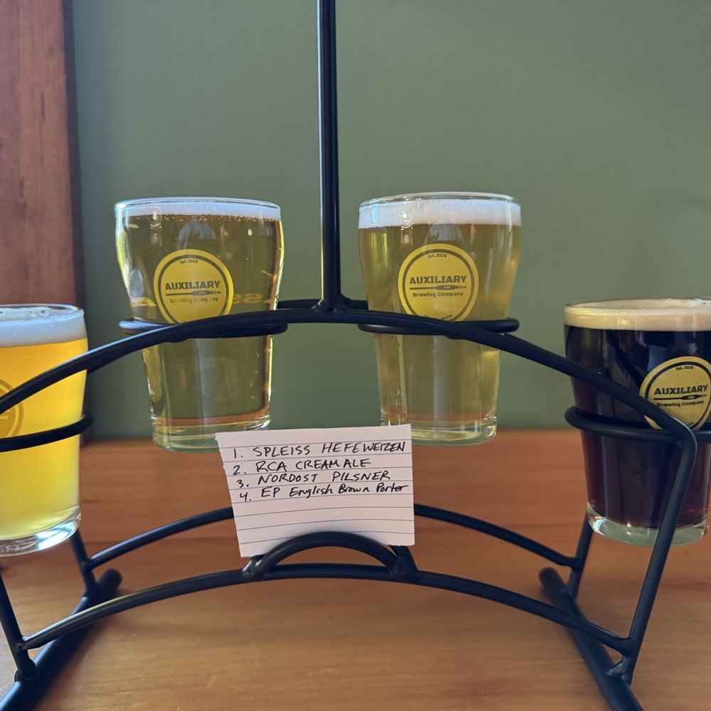 Auxiliary Brewing Company - My flight, all Auxiliary Brews and all amazing. - Breweries Near Me - Limerick, Maine Auxiliary Brewing Company - My flight, all Auxiliary Brews and all amazing. - Breweries Near Me - Limerick, Maine