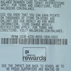 Walgreens - 5 septembre 2019 / $4.28 avec taxe