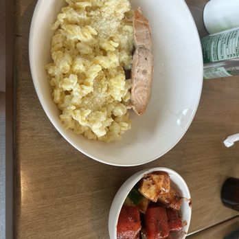 Flower Child - Salmon, gluten free Mac and cheese and Mexican Fruit Stand - New American Near Me - Omaha, Nebraska