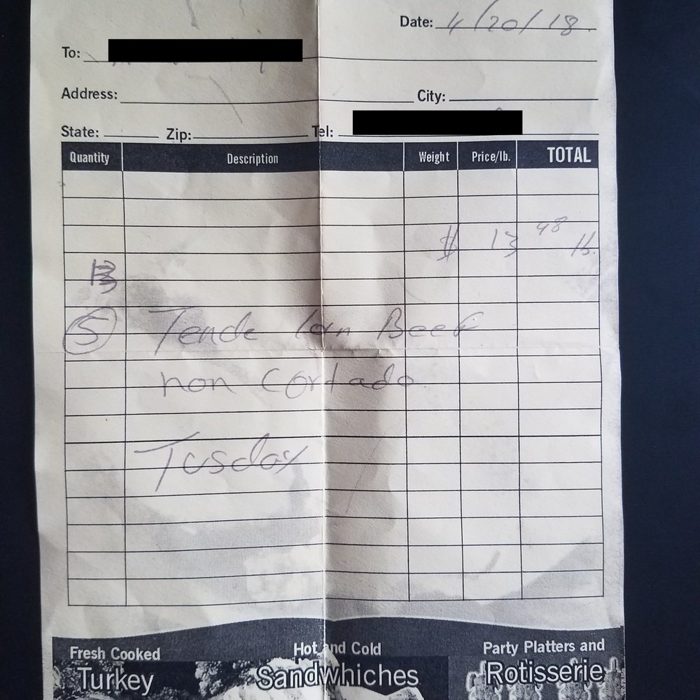 Receipt given to me for pickup with everything clearly written out.