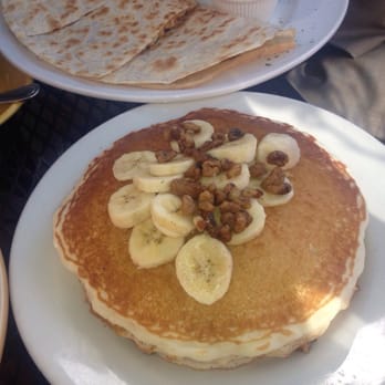 Wildflower Cafe - Banana Walnut Pancakes (i asked for them to leave the ingredients on top instead of inside the pancake) - Breakfast & Brunch Near Me - Redondo Beach, California Wildflower Cafe - Banana Walnut Pancakes (i asked for them to leave the ingredients on top instead of inside the pancake) - Breakfast & Brunch Near Me - Redondo Beach, California
