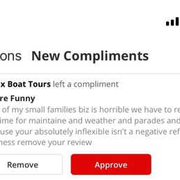Very professional and grammatically correct message from the owner on a burner account requesting that I remove my honest review.