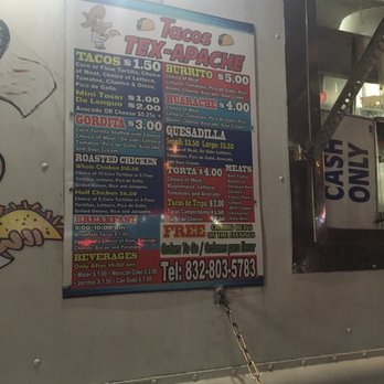 Tacos Tex-Apache - Menu - Tex-Mex Near Me - Houston, Texas