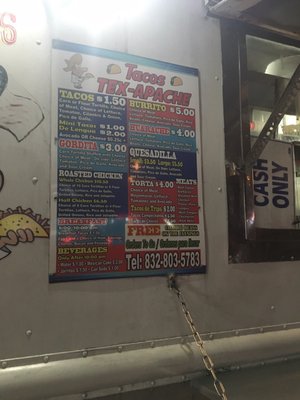 Menu photo 5 Tacos Tex-Apache Houston, TX