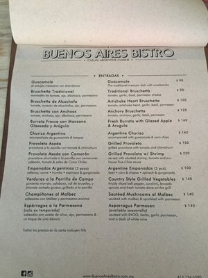 Menu photo 1 Buenos Aires Bistro San Miguel de Allende, GUA Menu photo 1 Buenos Aires Bistro San Miguel de Allende, GUA