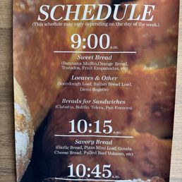 Bread Schedule Bread Schedule