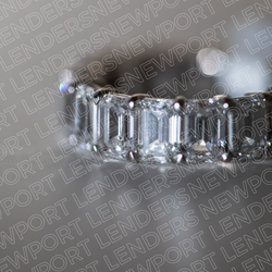 Newport Lenders - GIA Certified Emerald Cut Eternity Band. 14K White Gold, 17 Stones, Total 13.5 Ct.